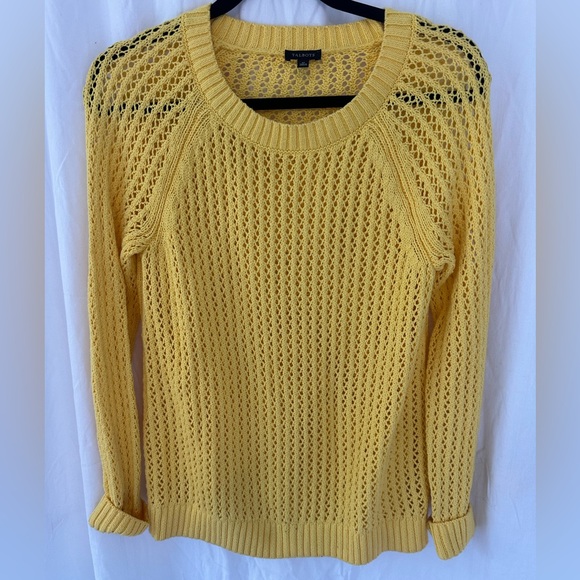 Talbots Sunny Yellow Open-Knit Sweater - Picture 1 of 5